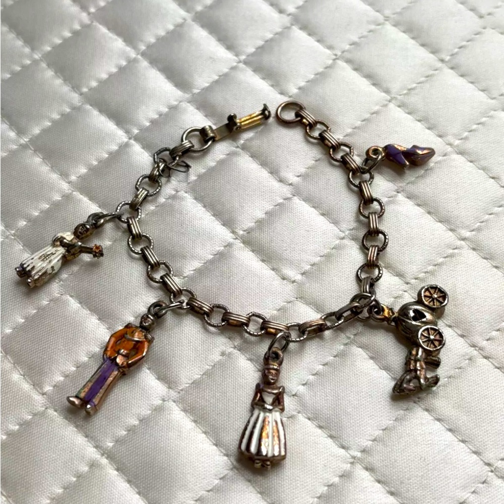 Cinderella 1950s Charm Bracelet Walt Disney Productions Rare Highly Desired